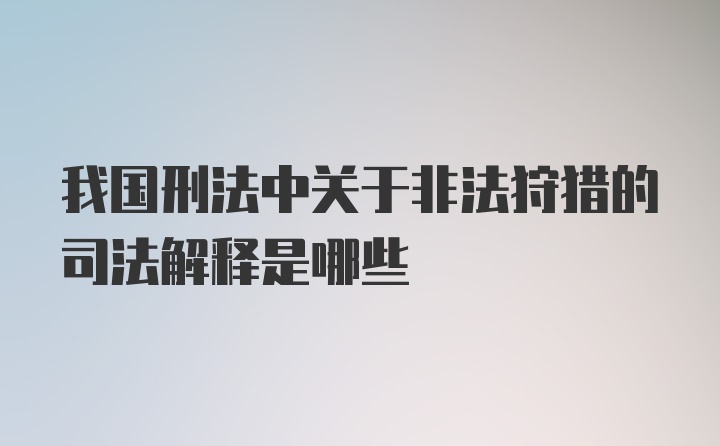 我国刑法中关于非法狩猎的司法解释是哪些