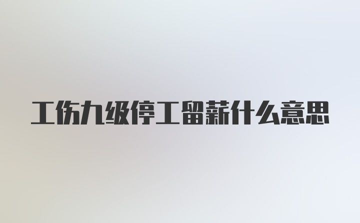 工伤九级停工留薪什么意思