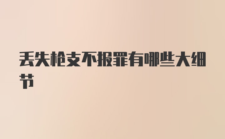 丢失枪支不报罪有哪些大细节