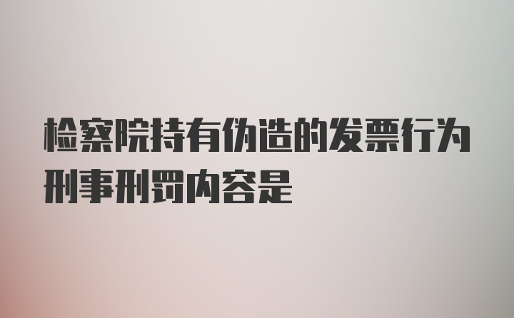 检察院持有伪造的发票行为刑事刑罚内容是