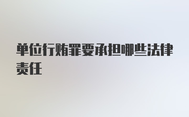 单位行贿罪要承担哪些法律责任