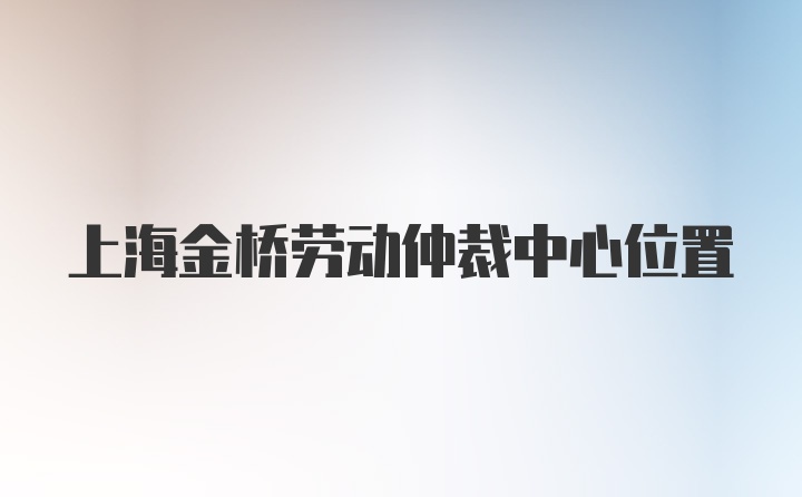 上海金桥劳动仲裁中心位置