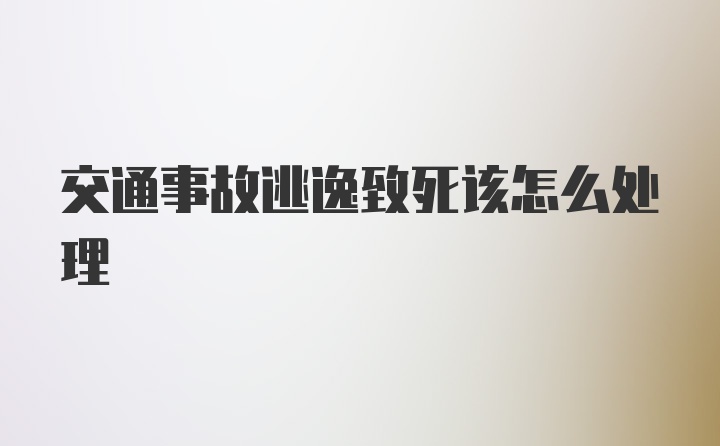 交通事故逃逸致死该怎么处理