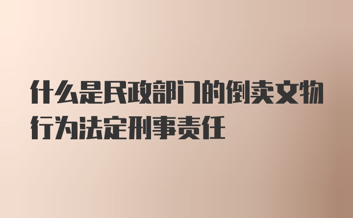 什么是民政部门的倒卖文物行为法定刑事责任