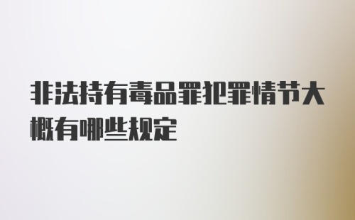 非法持有毒品罪犯罪情节大概有哪些规定