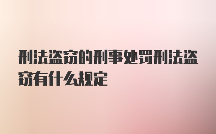 刑法盗窃的刑事处罚刑法盗窃有什么规定