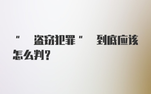 " 盗窃犯罪" 到底应该怎么判?