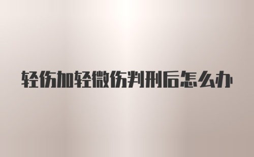 轻伤加轻微伤判刑后怎么办