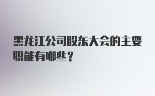 黑龙江公司股东大会的主要职能有哪些？