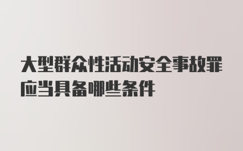 大型群众性活动安全事故罪应当具备哪些条件