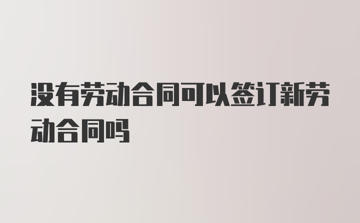 没有劳动合同可以签订新劳动合同吗