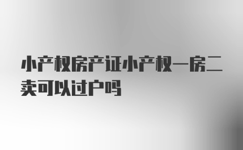 小产权房产证小产权一房二卖可以过户吗