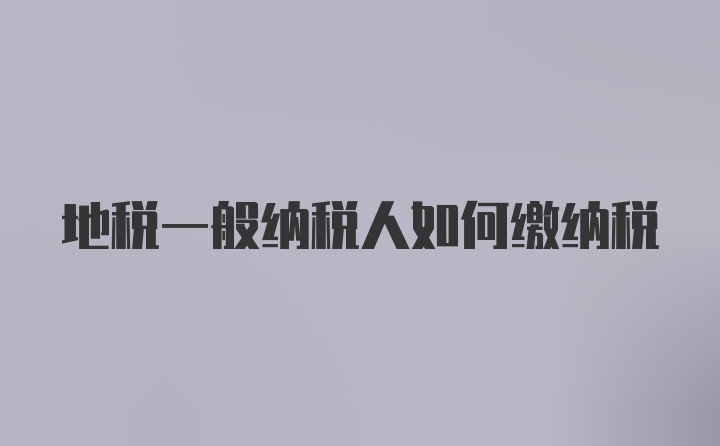 地税一般纳税人如何缴纳税