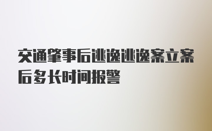 交通肇事后逃逸逃逸案立案后多长时间报警