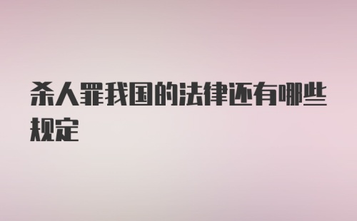 杀人罪我国的法律还有哪些规定