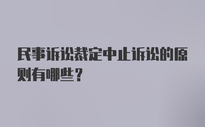 民事诉讼裁定中止诉讼的原则有哪些?