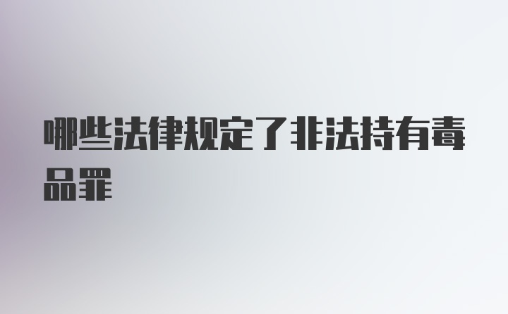 哪些法律规定了非法持有毒品罪