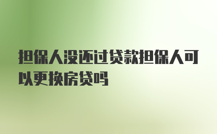 担保人没还过贷款担保人可以更换房贷吗