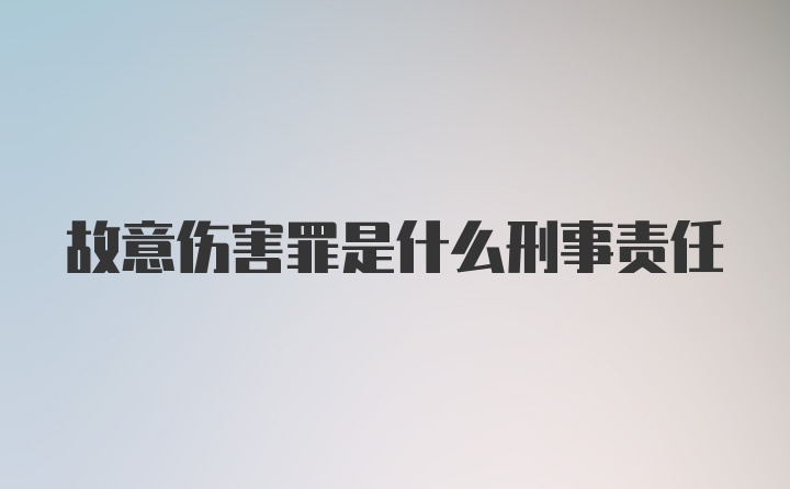 故意伤害罪是什么刑事责任