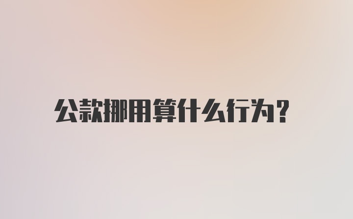 公款挪用算什么行为？