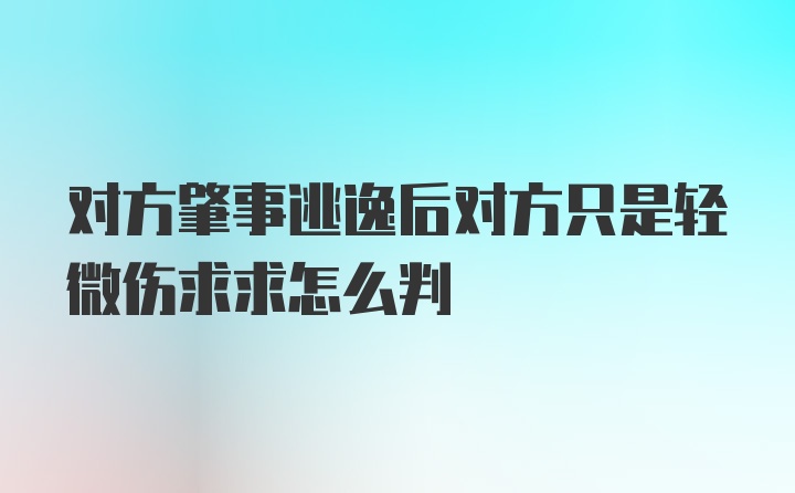 对方肇事逃逸后对方只是轻微伤求求怎么判