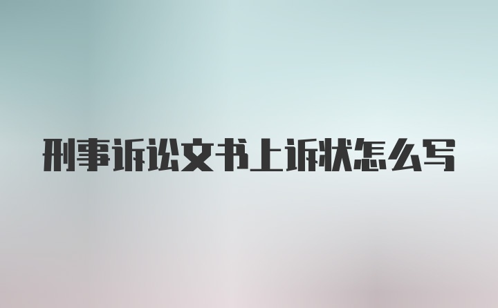 刑事诉讼文书上诉状怎么写