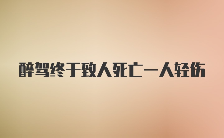 醉驾终于致人死亡一人轻伤