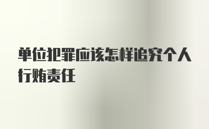 单位犯罪应该怎样追究个人行贿责任