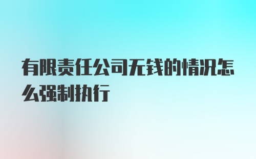 有限责任公司无钱的情况怎么强制执行