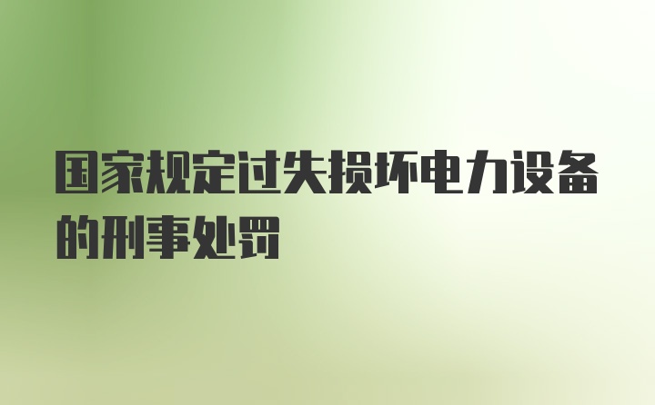 国家规定过失损坏电力设备的刑事处罚