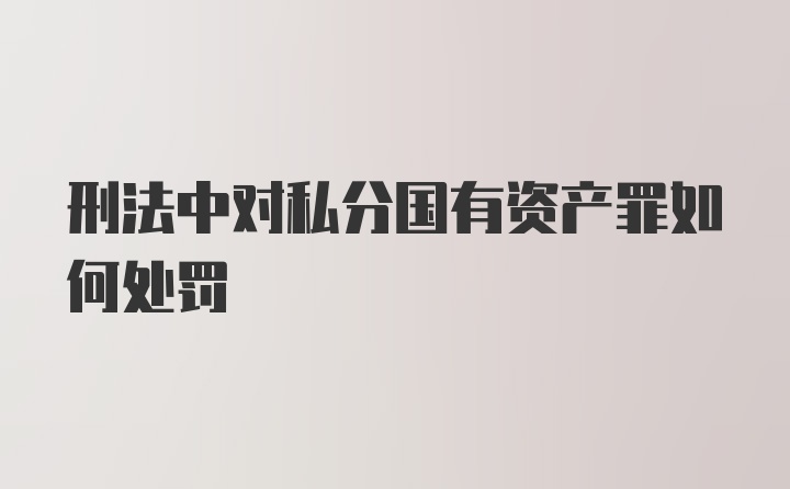 刑法中对私分国有资产罪如何处罚