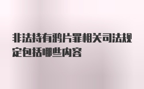 非法持有鸦片罪相关司法规定包括哪些内容