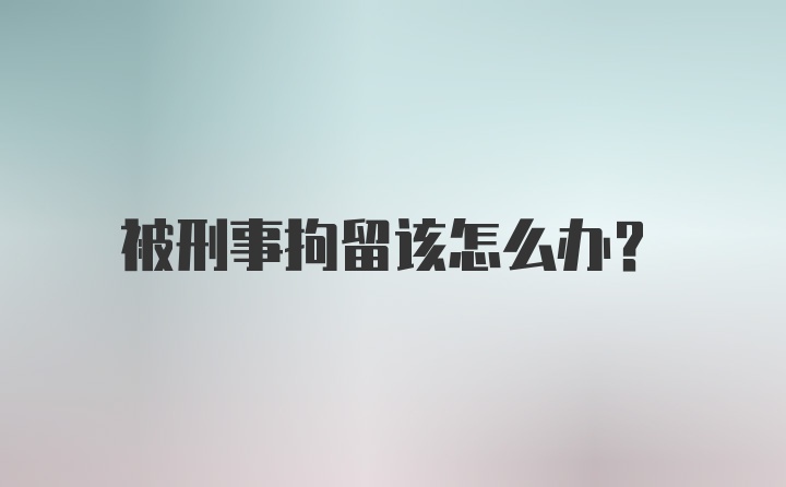 被刑事拘留该怎么办？