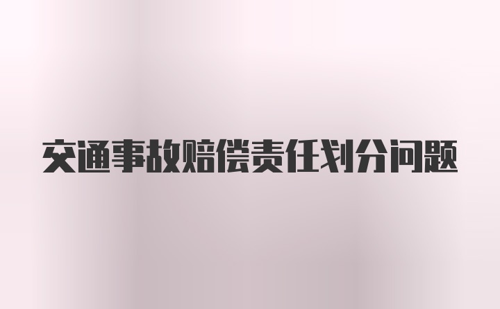 交通事故赔偿责任划分问题