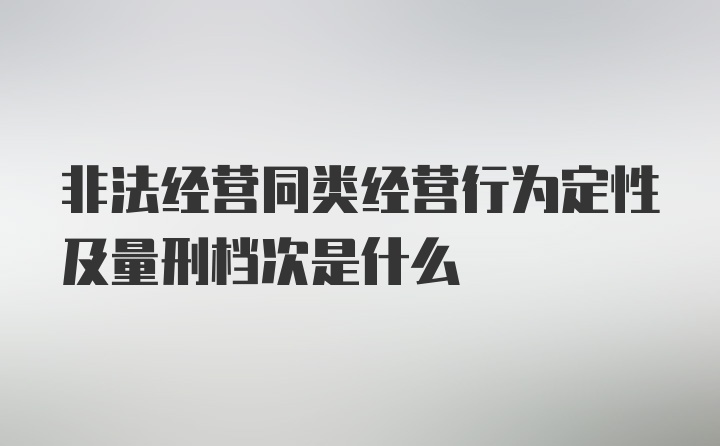 非法经营同类经营行为定性及量刑档次是什么