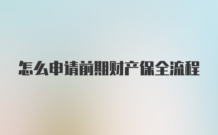 怎么申请前期财产保全流程