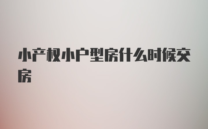 小产权小户型房什么时候交房