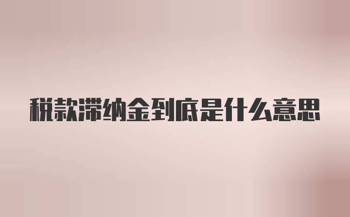 税款滞纳金到底是什么意思