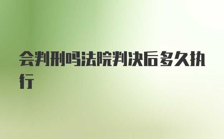 会判刑吗法院判决后多久执行