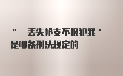 " 丢失枪支不报犯罪" 是哪条刑法规定的