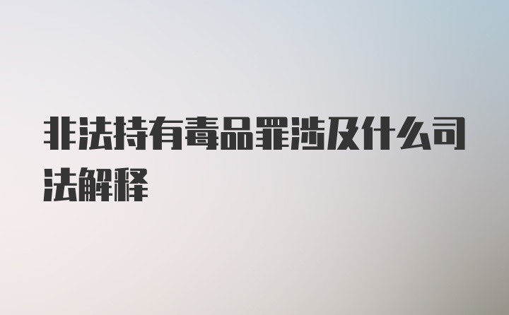 非法持有毒品罪涉及什么司法解释