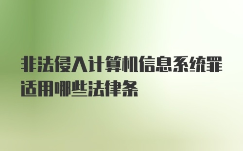 非法侵入计算机信息系统罪适用哪些法律条