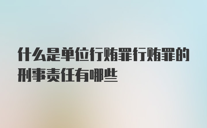 什么是单位行贿罪行贿罪的刑事责任有哪些