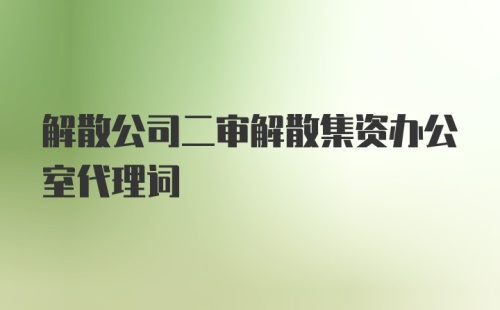 解散公司二审解散集资办公室代理词