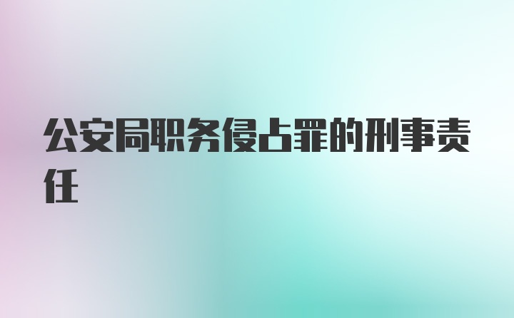 公安局职务侵占罪的刑事责任