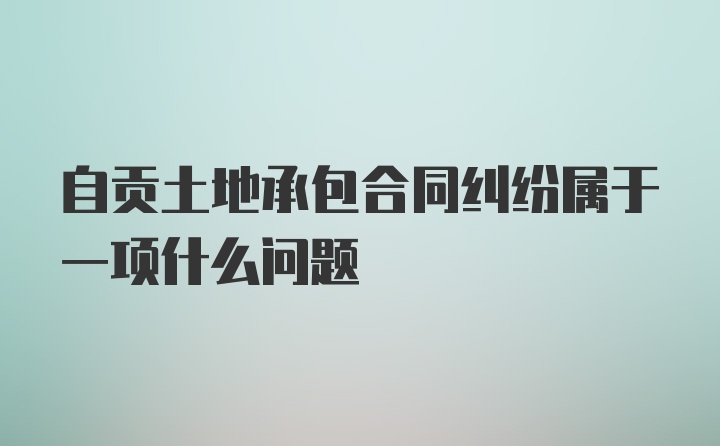 自贡土地承包合同纠纷属于一项什么问题