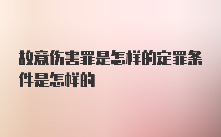 故意伤害罪是怎样的定罪条件是怎样的