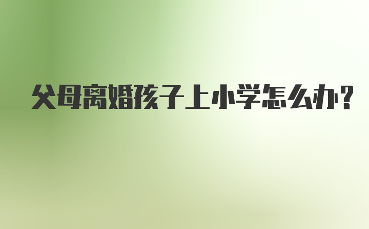 父母离婚孩子上小学怎么办？