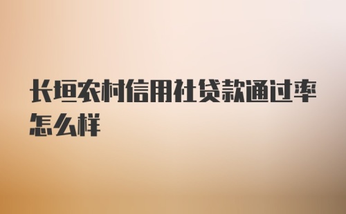 长垣农村信用社贷款通过率怎么样