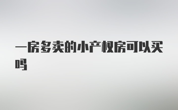 一房多卖的小产权房可以买吗